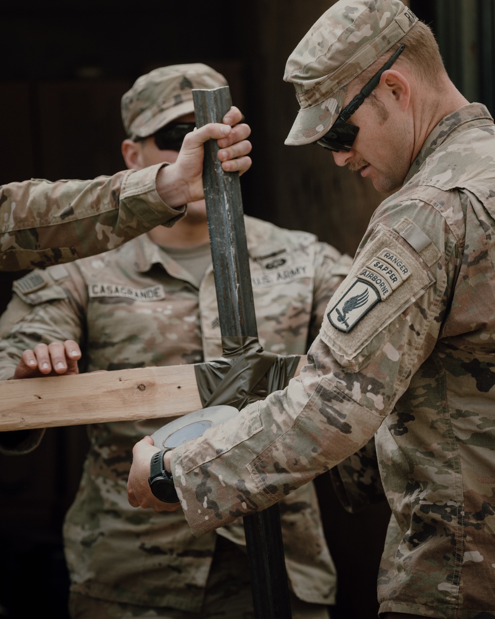 Combat engineers prepare equipment for training in Tunisia