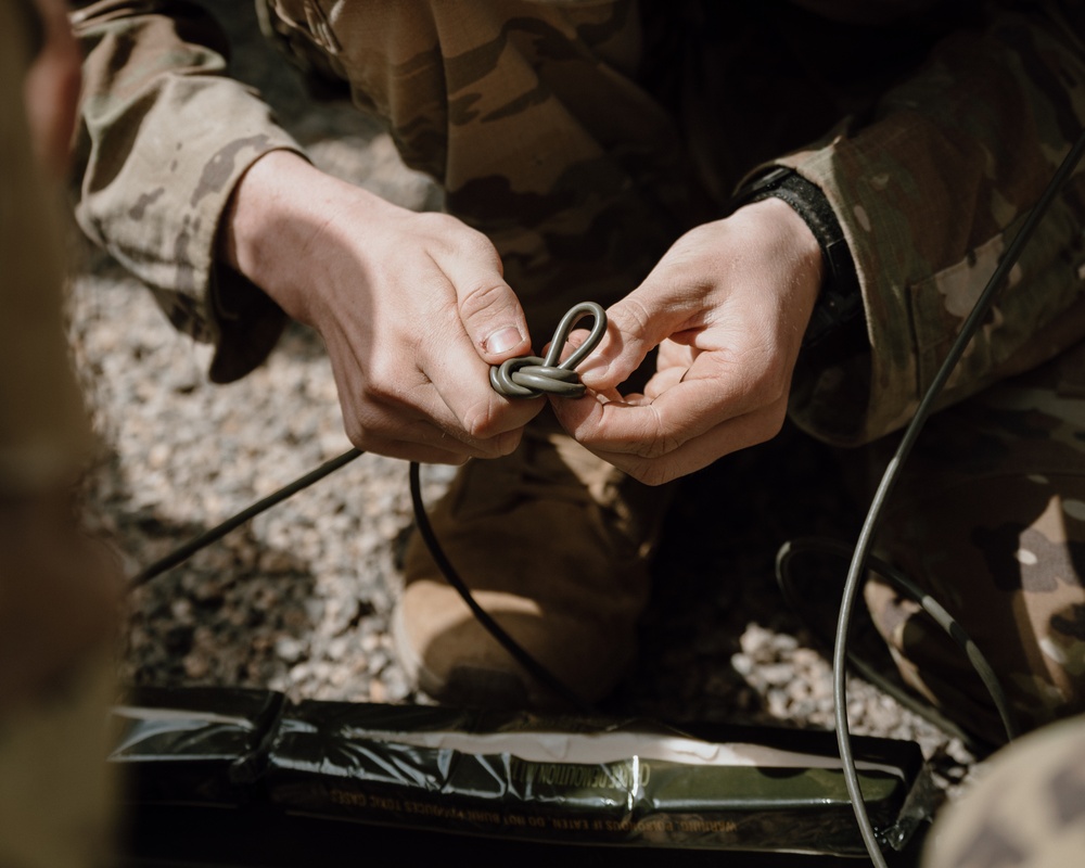 Combat engineers prepare equipment for training in Tunisia