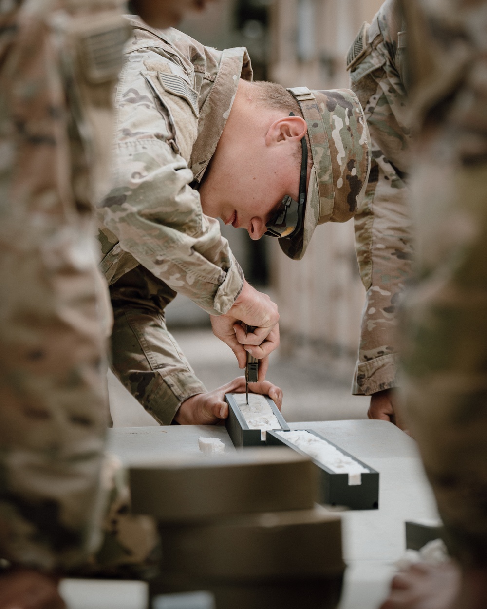 Combat engineers prepare equipment for training in Tunisia