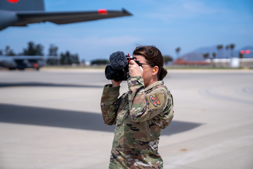 Tech. Sgt. Michelle Brooks captures the arrival of Nevada Adjutant General, Brig. Gen. D. Rodger Waters at Channel Islands Air National Guard Base, Port Hueneme, Calif. April 22, 2025