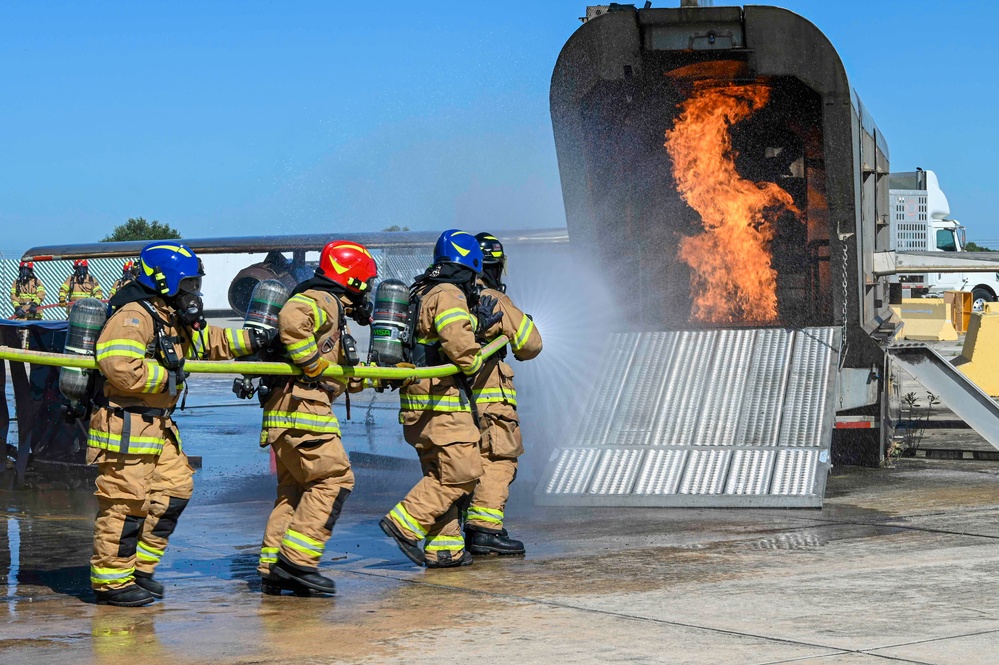 NAVSTA Rota and Morón Air Base Firefighters conduct Aircraft Rescue and Fire Fighting (ARFF) training