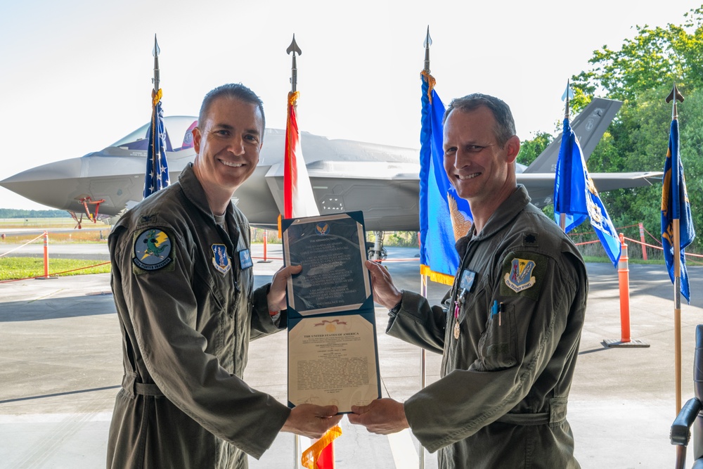 Command changes hands as F-35 era takes off
