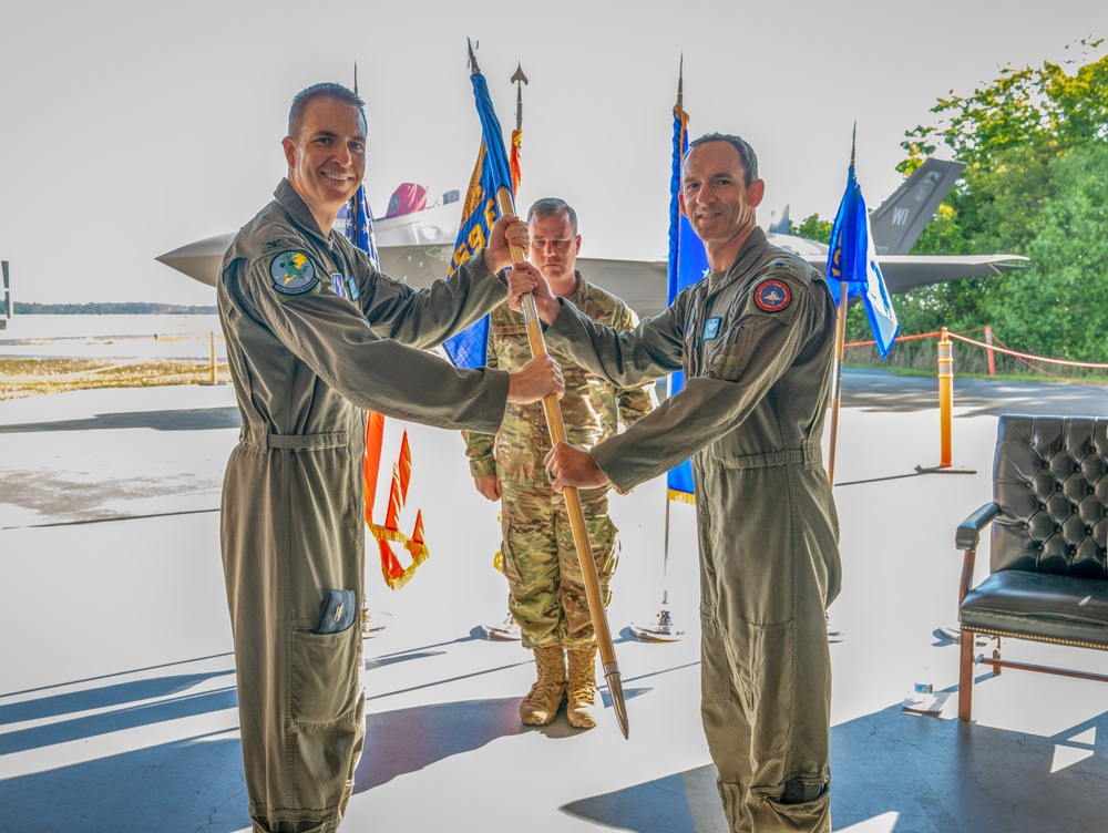 Command changes hands as F-35 era takes off