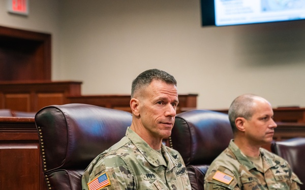 U.S. Army North Commander speaks with the 160th Special Operations Aviation Regiment