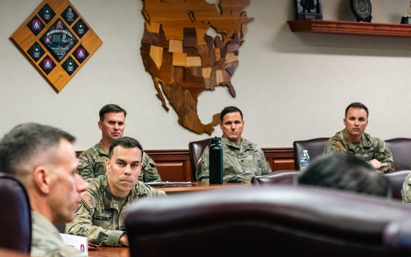 U.S. Army North Commander speaks with the 160th Special Operations Aviation Regiment