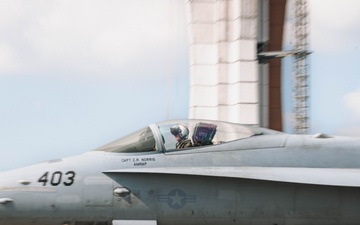 U.S. Marine Corps F/A-18C Fighter Jets take flight in Exercise Cope Thunder