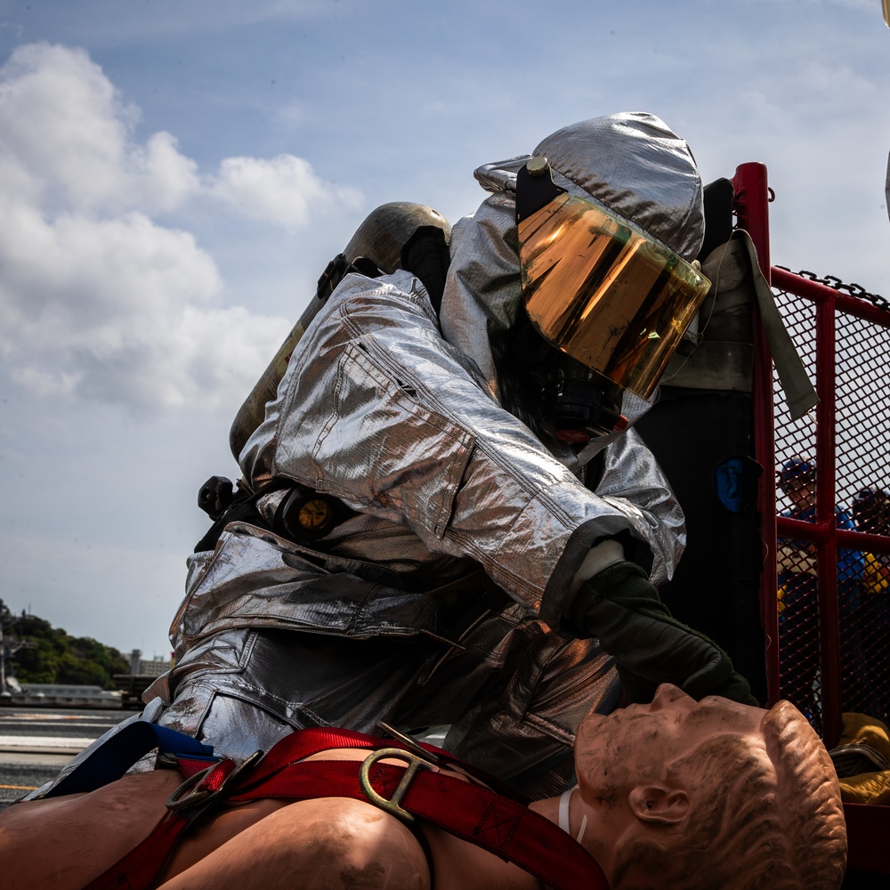 George Washington Sailors Conduct Flight Deck Drills