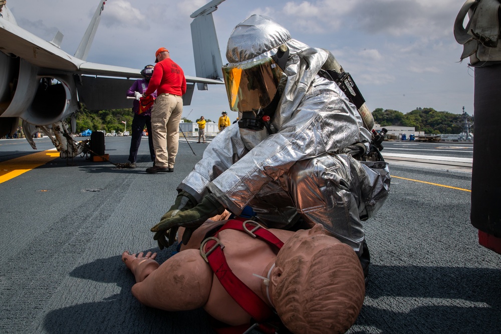 George Washington Sailors Conduct Flight Deck Drills