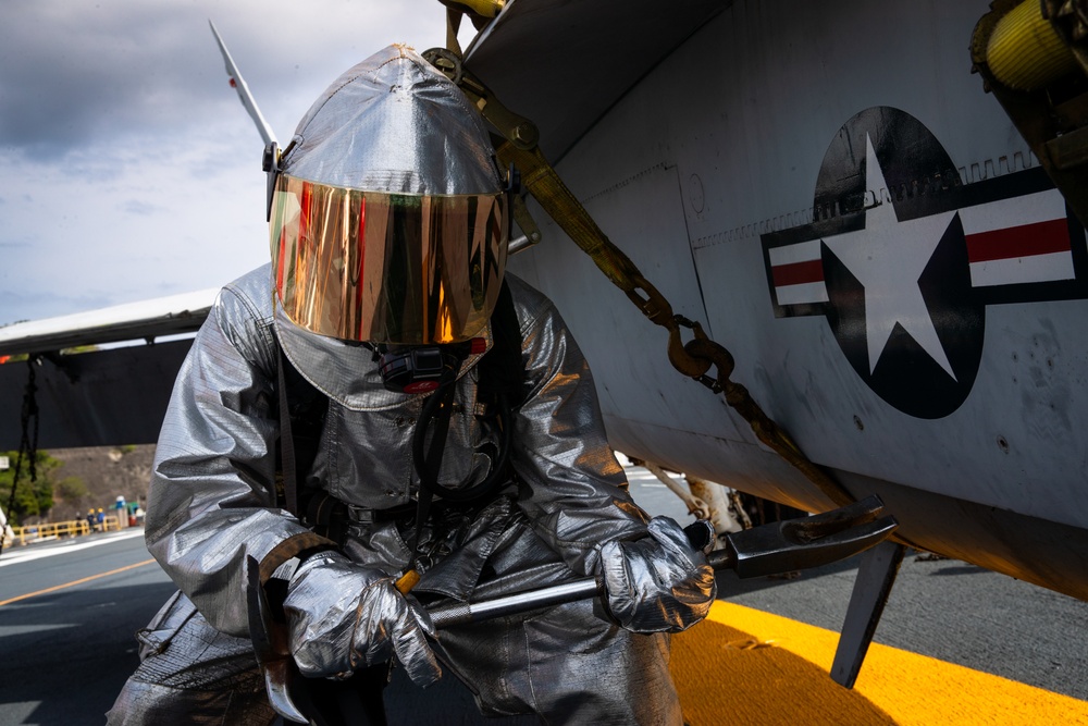 George Washington Sailors Conduct Flight Deck Drills