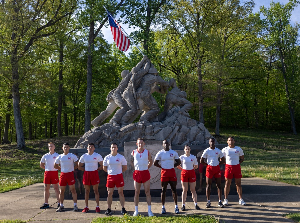 U.S. Marine Corps Fitness Instructors Take Group Photo TO End OCS Cycle