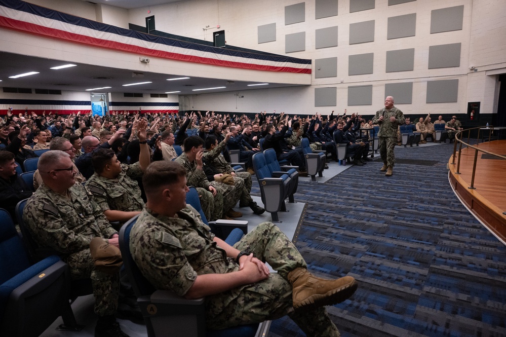 MCPON James Honea visits Submarine Force in Norfolk, VA.