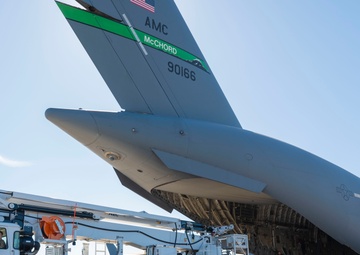 Team McChord readies high-reach crane transport for maintenance support