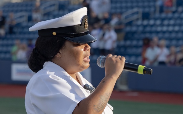 NAS Pensacola Chief Sings National Anthem at Navy Days Night Baseball Game