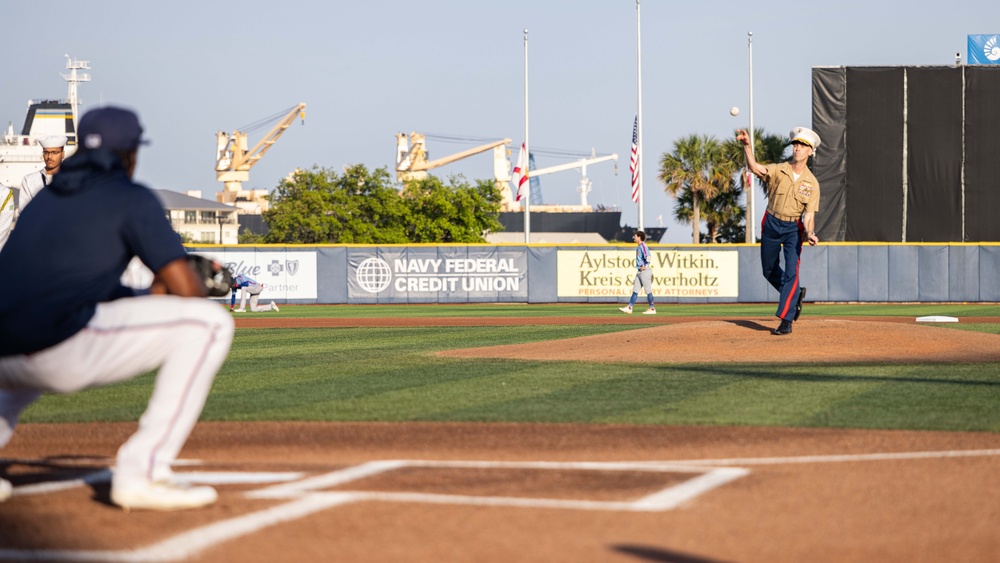 Marine Colonel Throws First Pitch in Pensacola Baseball Game