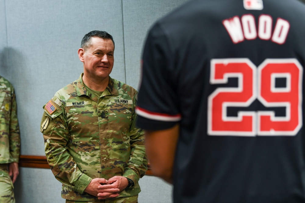 Washington Nationals player, James Wood, visits the Pentagon