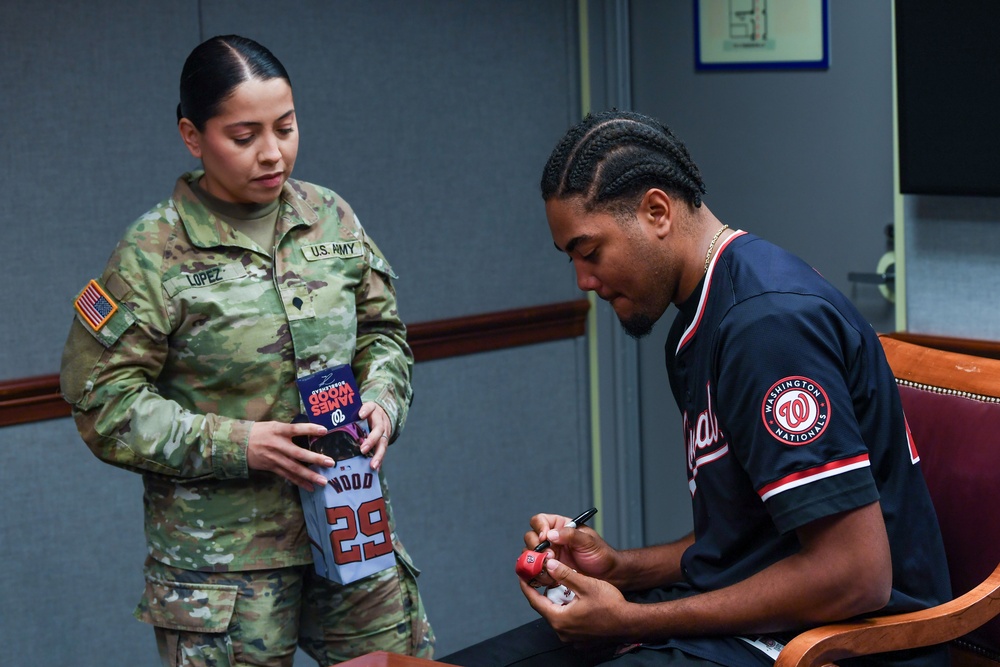 Washington Nationals player, James Wood, visits the Pentagon
