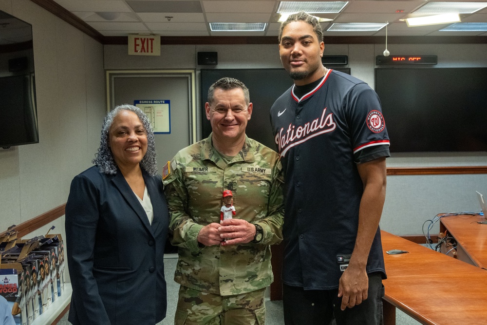 Washington Nationals player, James Wood, visits the Pentagon