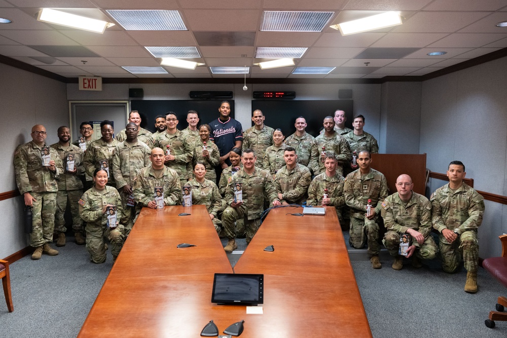 Washington Nationals player, James Wood, visits the Pentagon