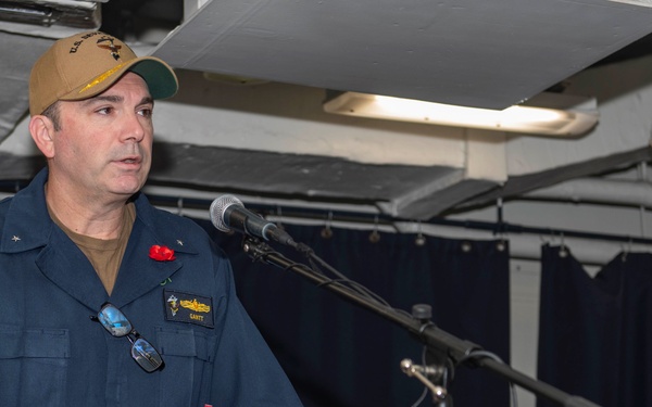 The U.S. 7th Fleet flagship USS Blue Ridge (LCC 19) hosts Anzac Day While on Patrol