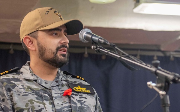 The U.S. 7th Fleet flagship USS Blue Ridge (LCC 19) hosts Anzac Day While on Patrol