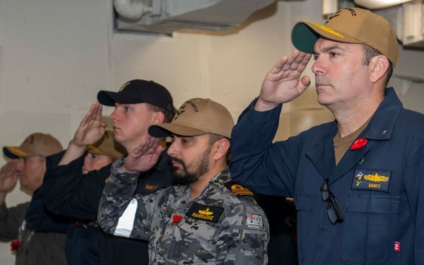 The U.S. 7th Fleet flagship USS Blue Ridge (LCC 19) hosts Anzac Day While on Patrol