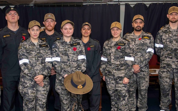 The U.S. 7th Fleet flagship USS Blue Ridge (LCC 19) hosts Anzac Day While on Patrol