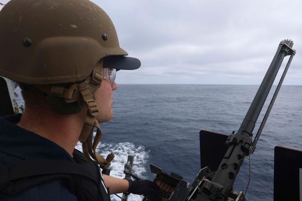 USS Bainbridge Sailor Stands Watch