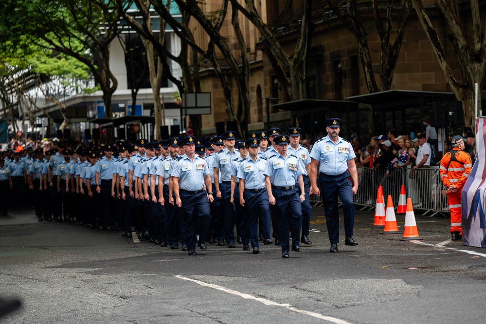 The 15th Wing marches during Brisbane's Australian and New Zealander Army Corps Day