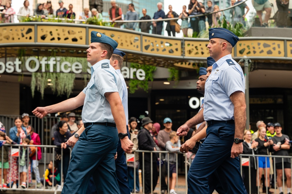 The 15th Wing marches during Brisbane's Australian and New Zealander Army Corps Day