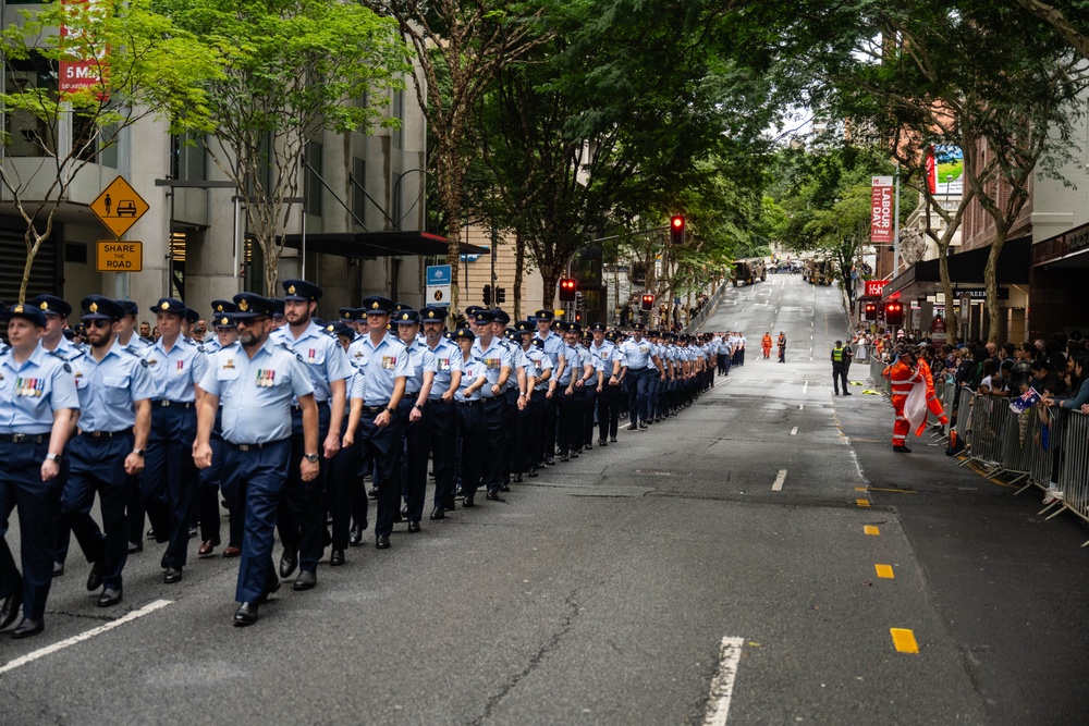 The 15th Wing marches during Brisbane's Australian and New Zealander Army Corps Day