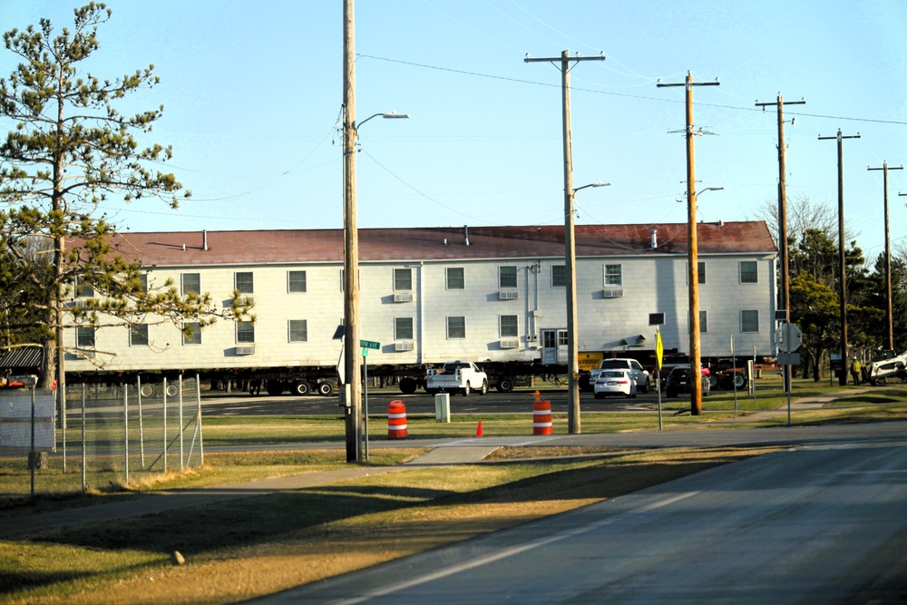 Contractors successfully move fourth World War II-era barracks at Fort McCoy in April 2025