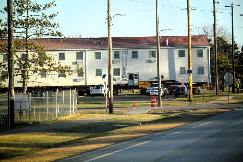 Contractors successfully move fourth World War II-era barracks at Fort McCoy in April 2025