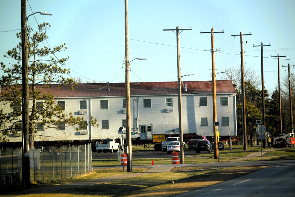 Contractors successfully move fourth World War II-era barracks at Fort McCoy in April 2025