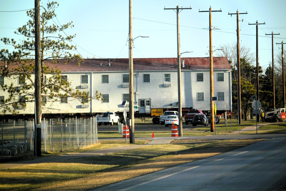 Contractors successfully move fourth World War II-era barracks at Fort McCoy in April 2025