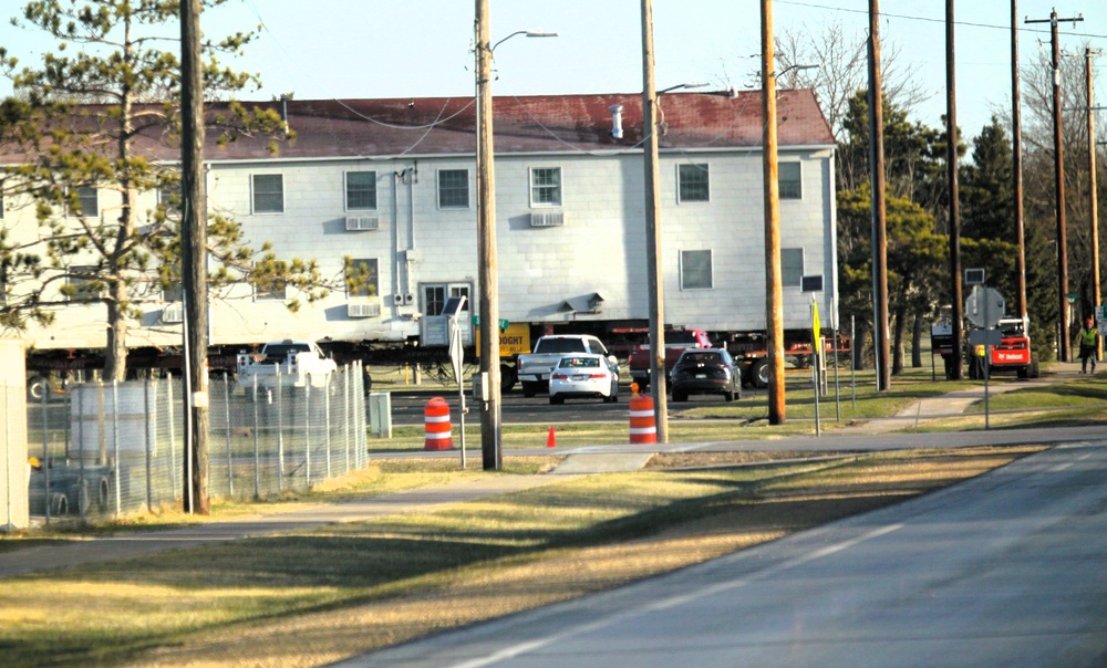 Contractors successfully move fourth World War II-era barracks at Fort McCoy in April 2025