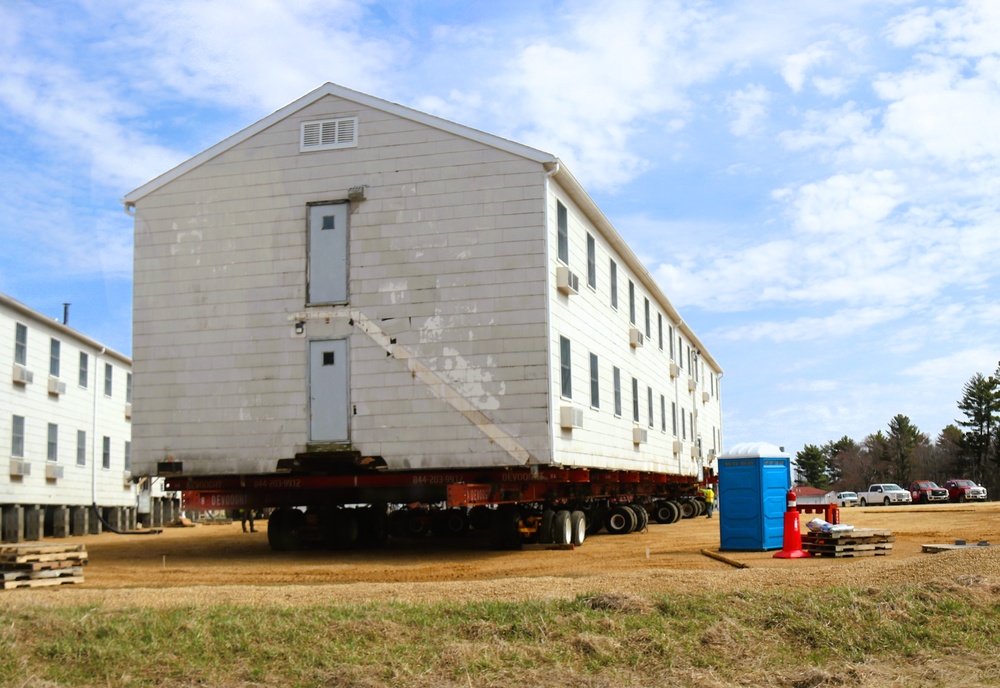 Contractors successfully move fourth World War II-era barracks at Fort McCoy in April 2025