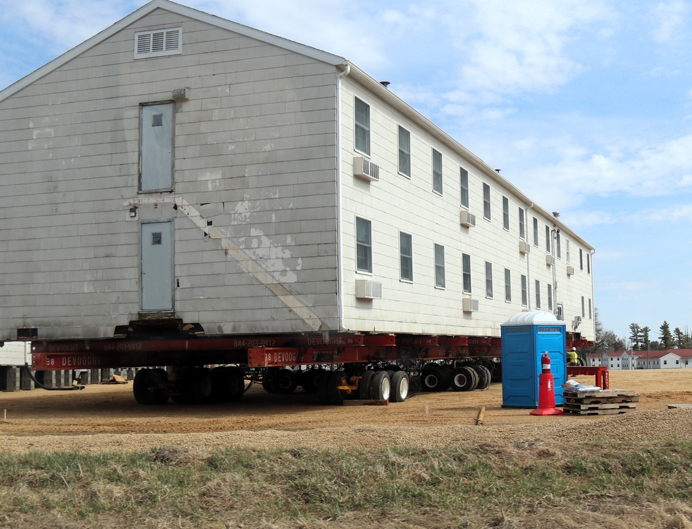 Contractors successfully move fourth World War II-era barracks at Fort McCoy in April 2025