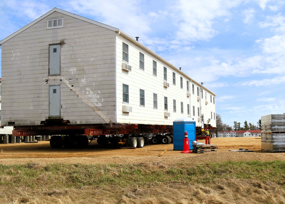 Contractors successfully move fourth World War II-era barracks at Fort McCoy in April 2025