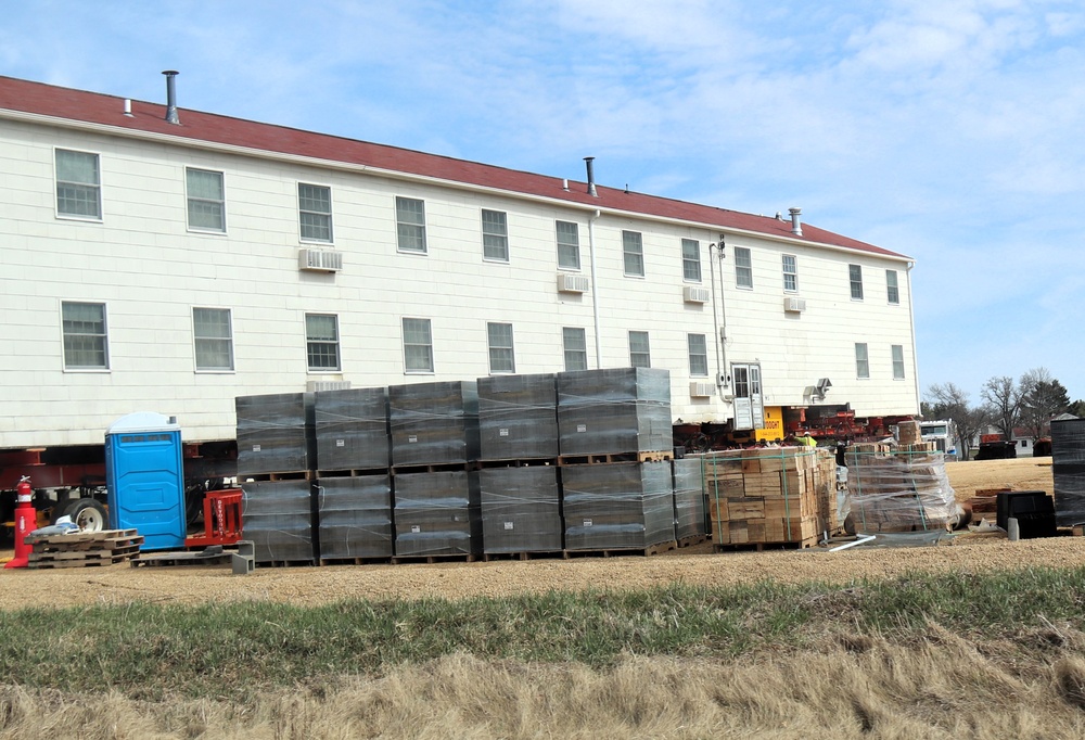 Contractors successfully move fourth World War II-era barracks at Fort McCoy in April 2025
