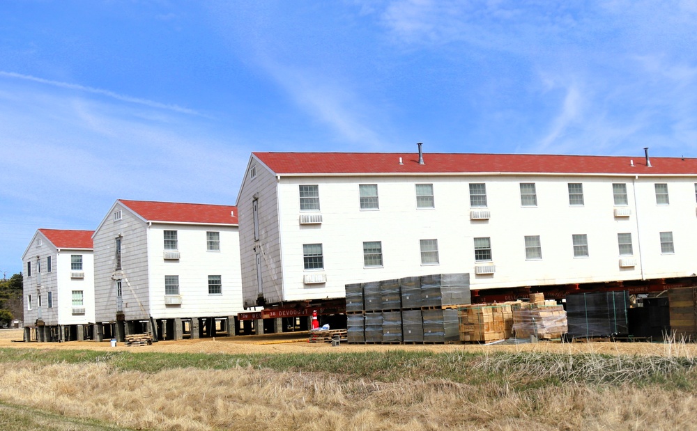 Contractors successfully move fourth World War II-era barracks at Fort McCoy in April 2025