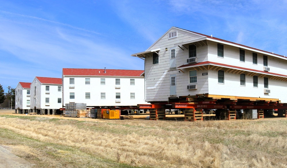 Contractors successfully move fourth World War II-era barracks at Fort McCoy in April 2025