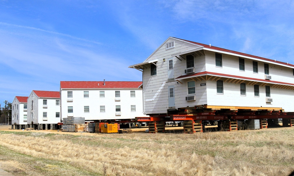 Contractors successfully move fourth World War II-era barracks at Fort McCoy in April 2025
