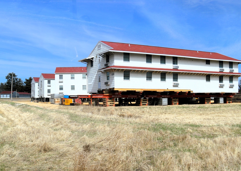 Contractors successfully move fourth World War II-era barracks at Fort McCoy in April 2025