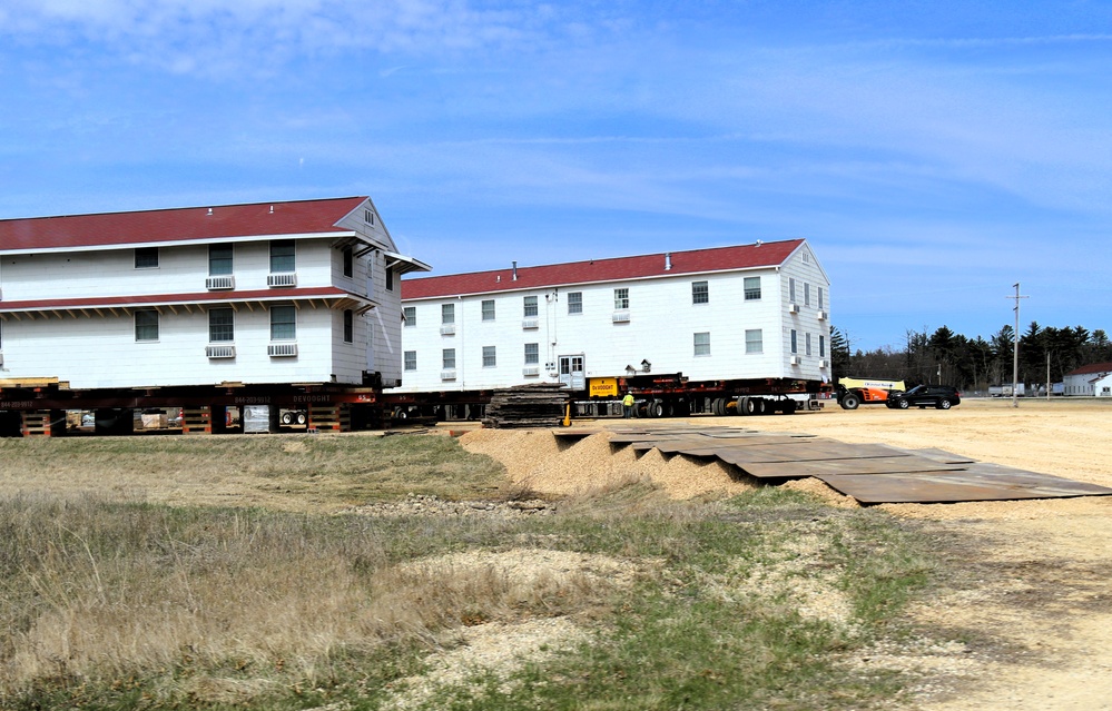 Contractors successfully move fourth World War II-era barracks at Fort McCoy in April 2025