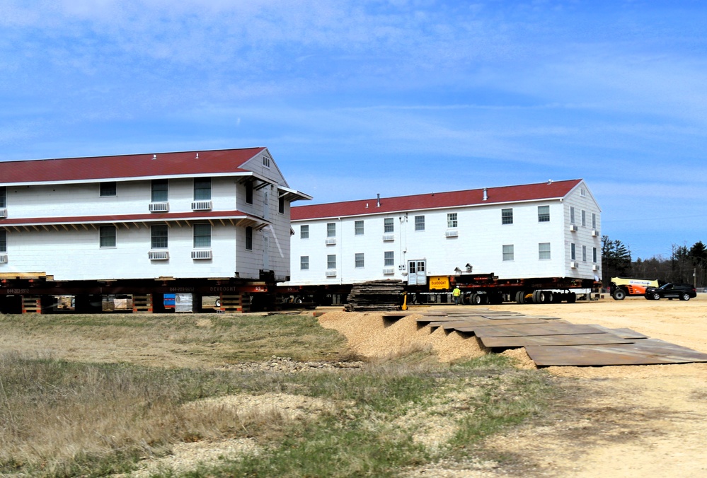 Contractors successfully move fourth World War II-era barracks at Fort McCoy in April 2025