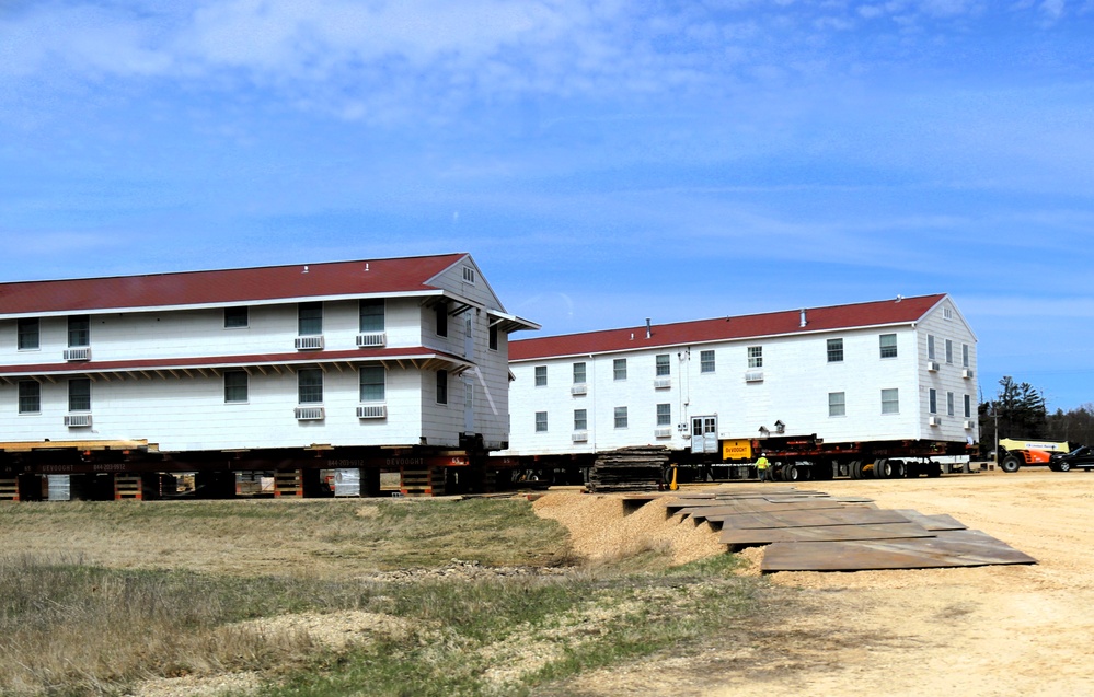 Contractors successfully move fourth World War II-era barracks at Fort McCoy in April 2025
