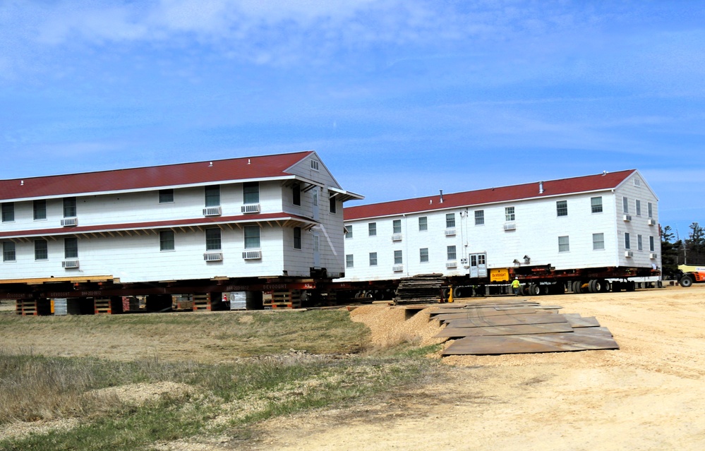 Contractors successfully move fourth World War II-era barracks at Fort McCoy in April 2025