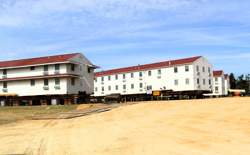 Contractors successfully move fourth World War II-era barracks at Fort McCoy in April 2025