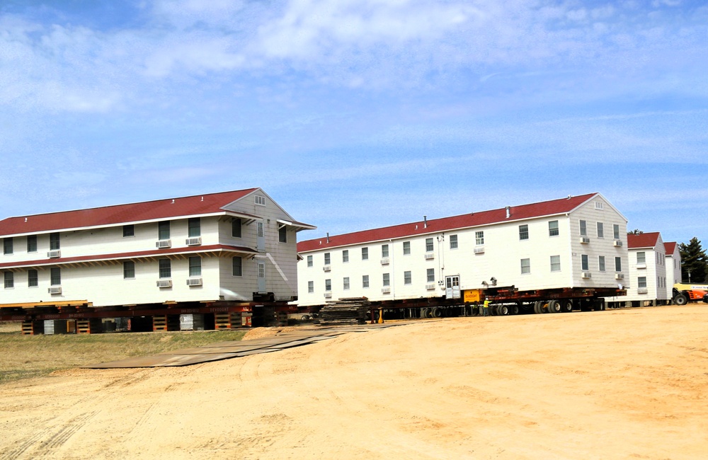 Contractors successfully move fourth World War II-era barracks at Fort McCoy in April 2025