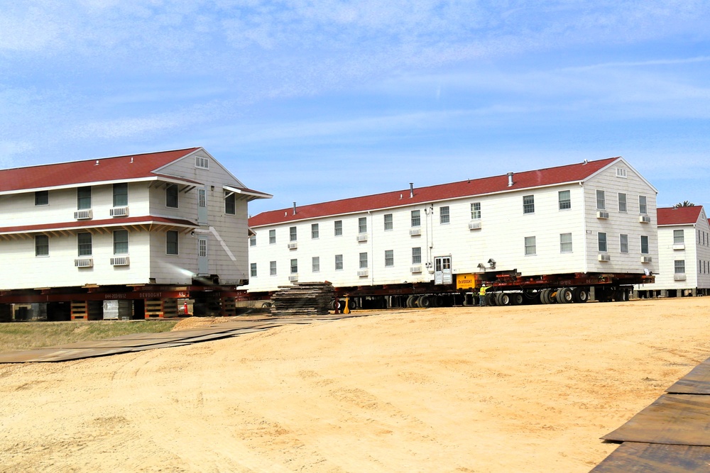 Contractors successfully move fourth World War II-era barracks at Fort McCoy in April 2025